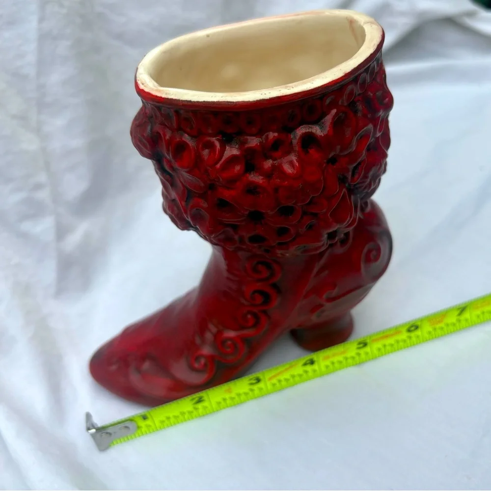 Vintage Ceramic Red Boot Planter Vase - Picture 7 of 7